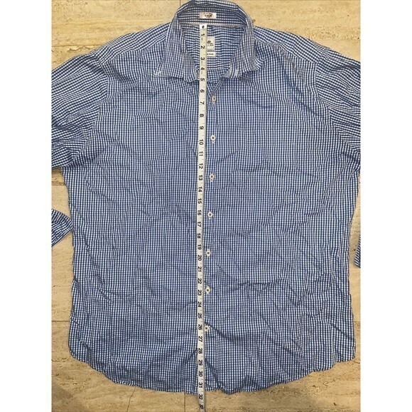 Peter Millar‎ Seaside Finish Men's Button Up Long Sleeve Shirt Blue White XL - Picture 4 of 6